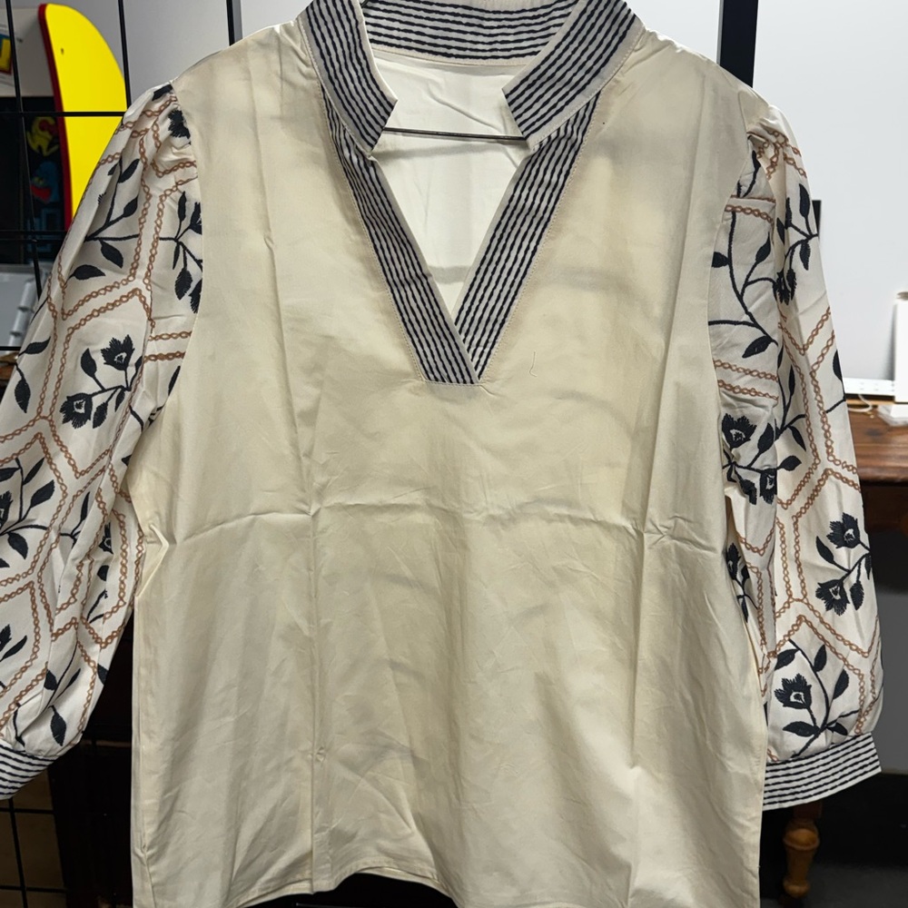 Elegant Cream and Black Women's Top